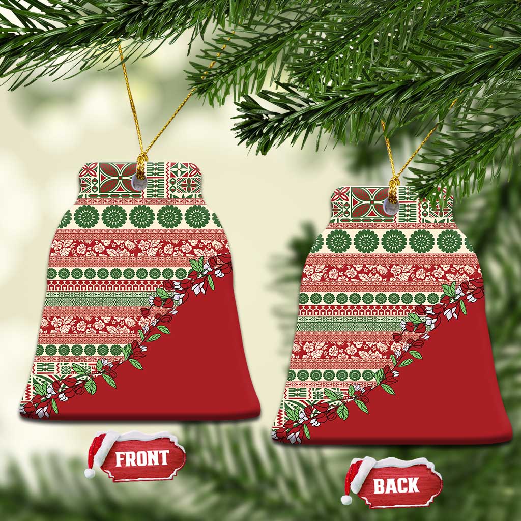 Fiji Marau na Kerisimasi Ceramic Ornament Red Tagimoucia Tapa Masi Tribal - Polynesian Pride