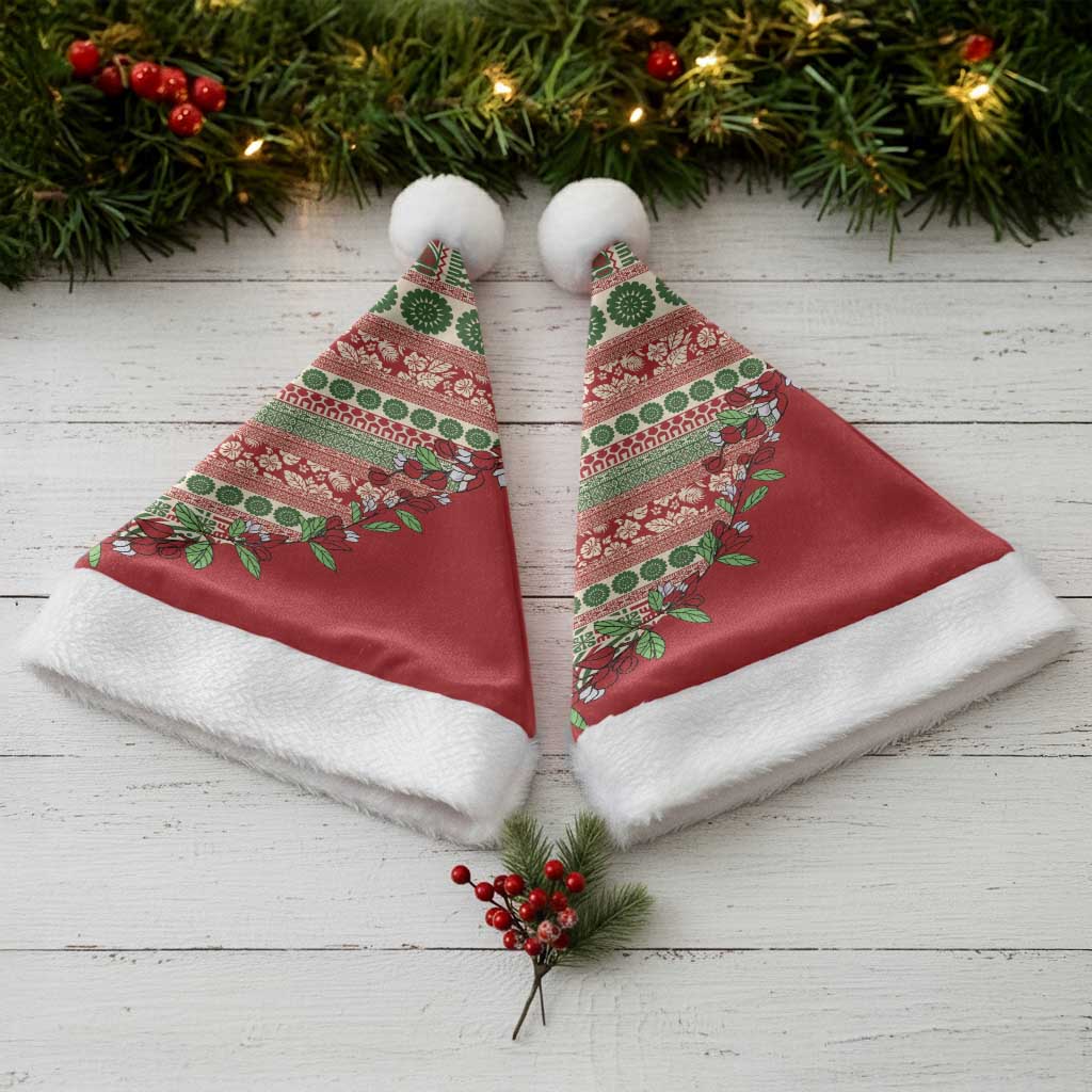 Fiji Marau na Kerisimasi Christmas Santa Hat Red Tagimoucia Tapa Masi Tribal - Polynesian Pride