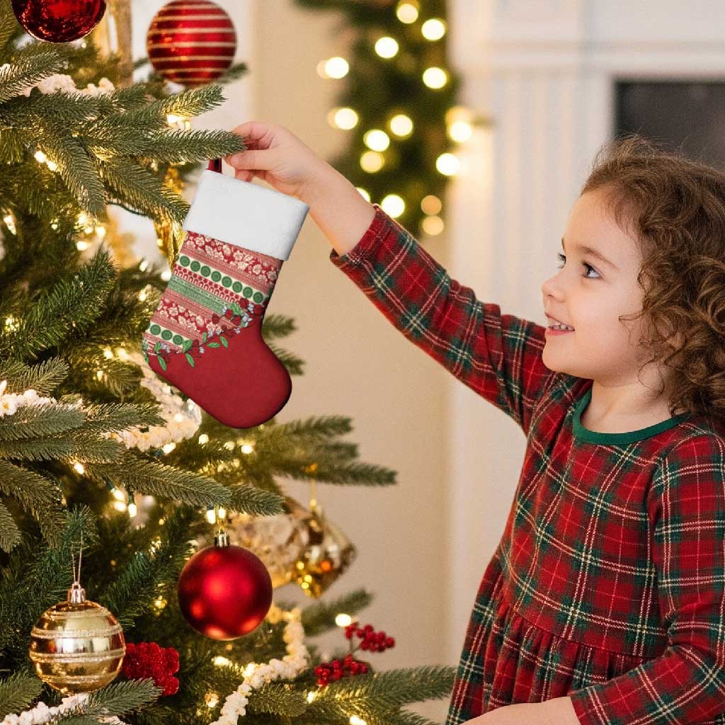 Fiji Marau na Kerisimasi Christmas Stocking Red Tagimoucia Tapa Masi Tribal - Polynesian Pride