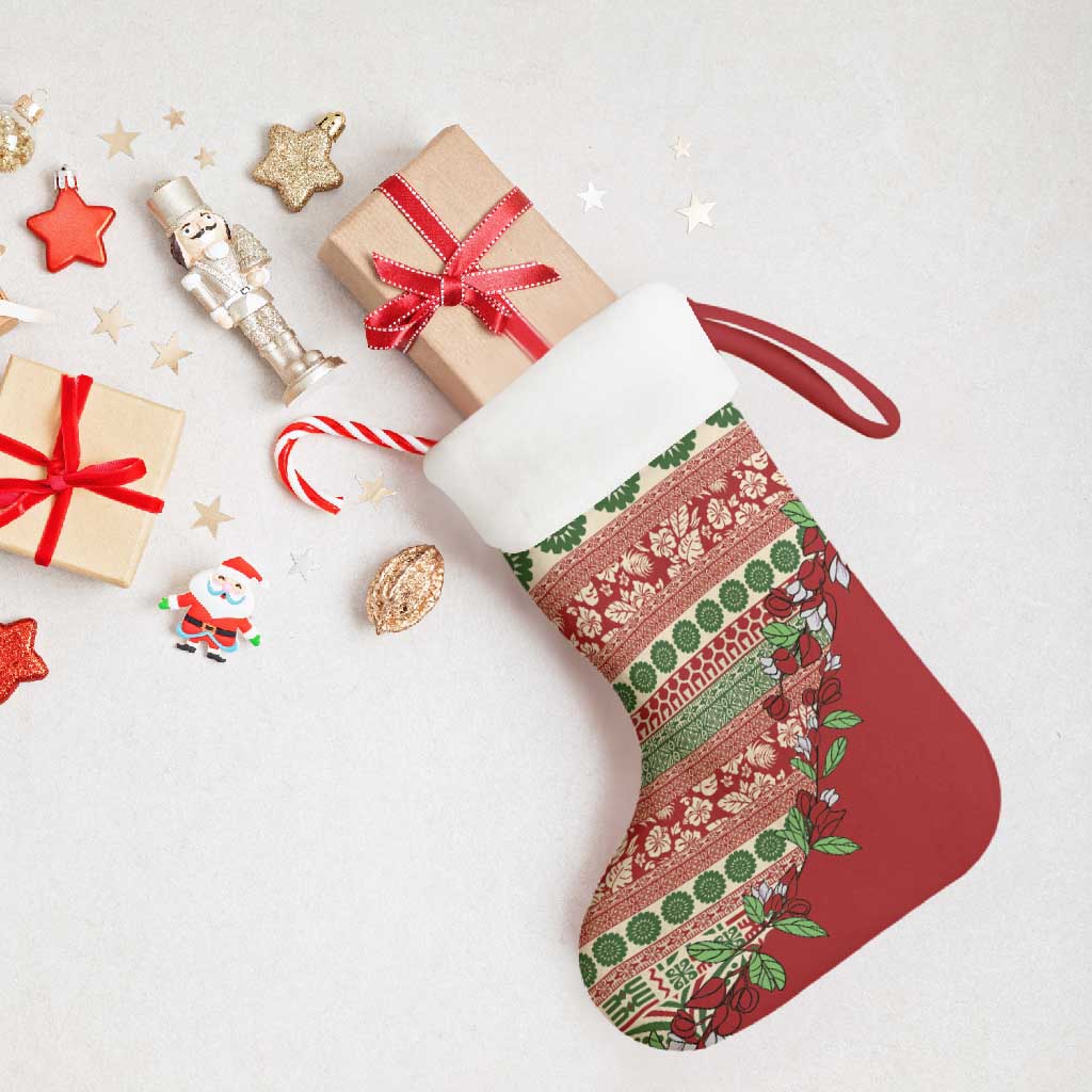 Fiji Marau na Kerisimasi Christmas Stocking Red Tagimoucia Tapa Masi Tribal - Polynesian Pride