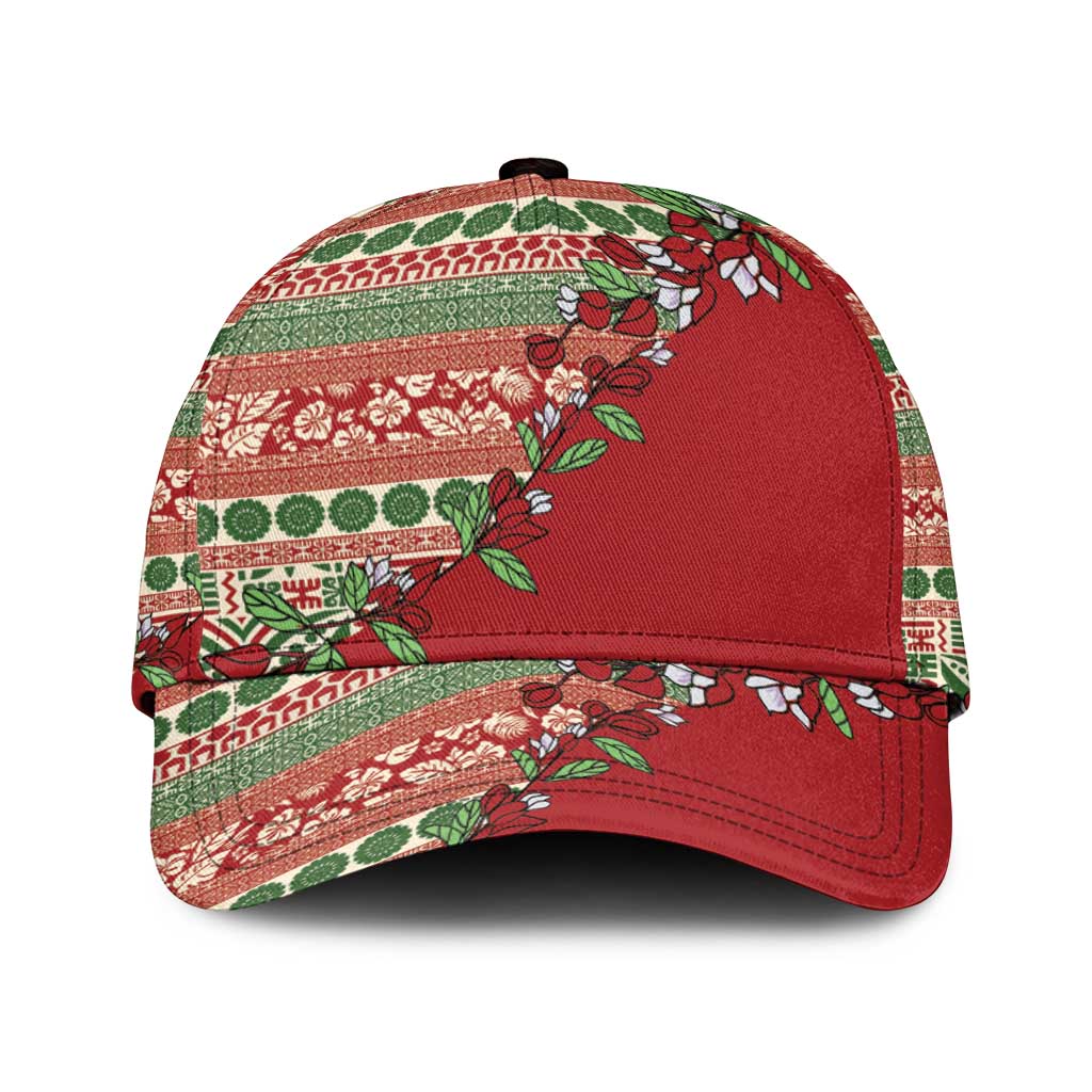 Fiji Marau na Kerisimasi Classic Cap Red Tagimoucia Tapa Masi Tribal - Polynesian Pride