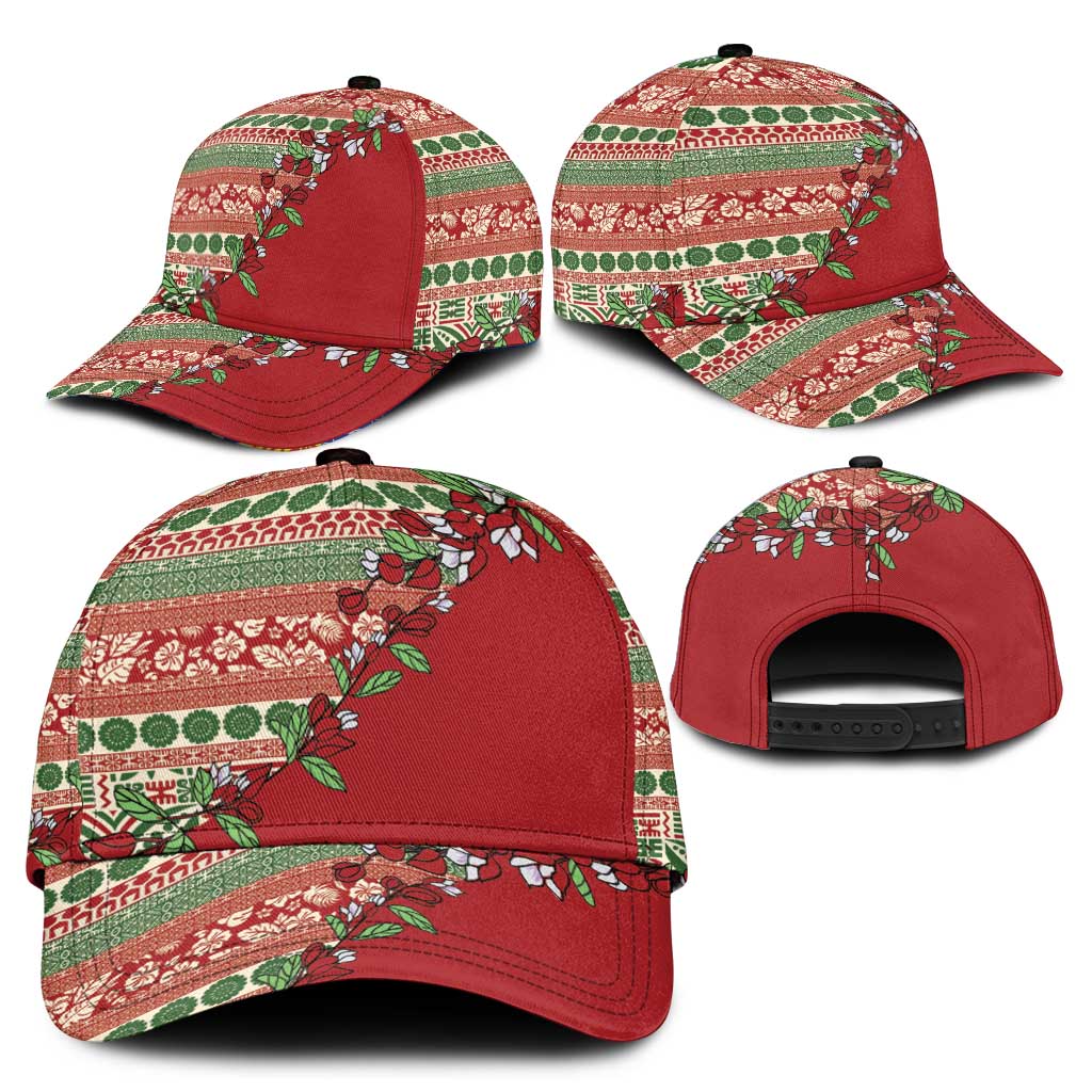 Fiji Marau na Kerisimasi Classic Cap Red Tagimoucia Tapa Masi Tribal - Polynesian Pride