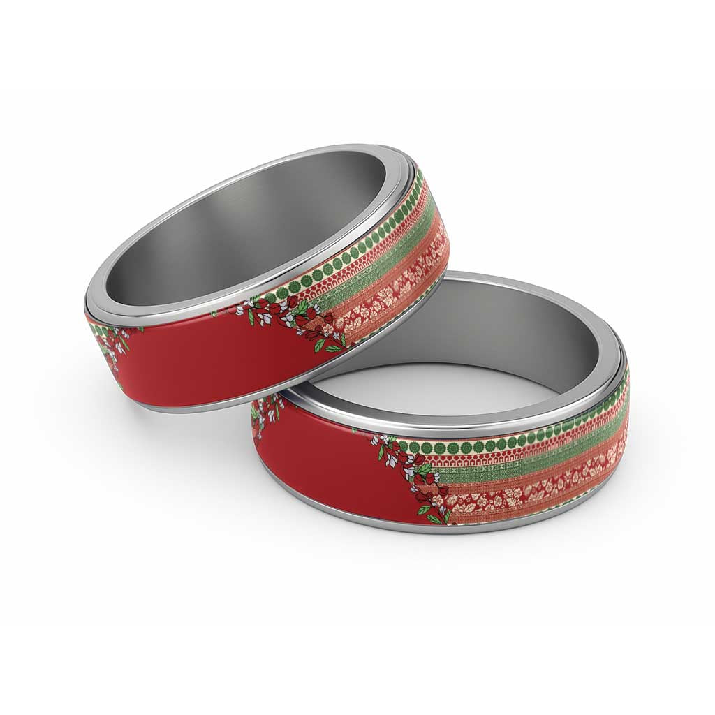 Fiji Marau na Kerisimasi Classic Ring Red Tagimoucia Tapa Masi Tribal - Polynesian Pride