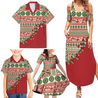 Fiji Marau na Kerisimasi Family Matching Summer Maxi Dress and Hawaiian Shirt Red Tagimoucia Tapa Masi Tribal - Polynesian Pride