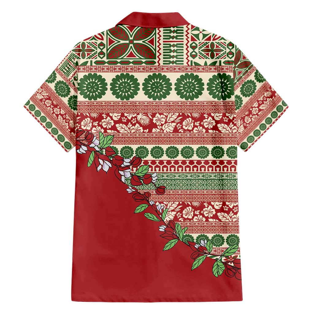 Fiji Marau na Kerisimasi Hawaiian Shirt Red Tagimoucia Tapa Masi Tribal - Polynesian Pride