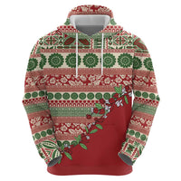 Fiji Marau na Kerisimasi Hoodie Red Tagimoucia Tapa Masi Tribal - Polynesian Pride