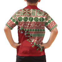 Fiji Marau na Kerisimasi Kid Hawaiian Shirt Red Tagimoucia Tapa Masi Tribal - Polynesian Pride