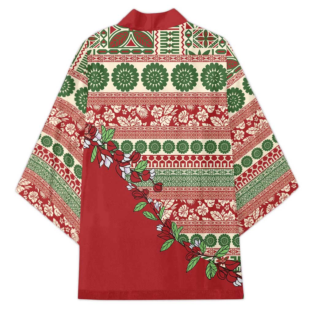 Fiji Marau na Kerisimasi Kimono Red Tagimoucia Tapa Masi Tribal - Polynesian Pride