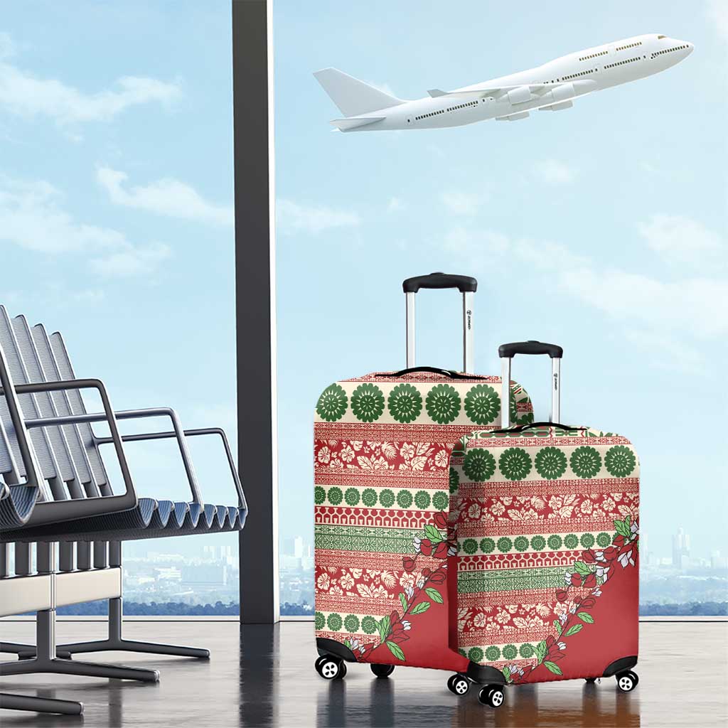 Fiji Marau na Kerisimasi Luggage Cover Red Tagimoucia Tapa Masi Tribal - Polynesian Pride