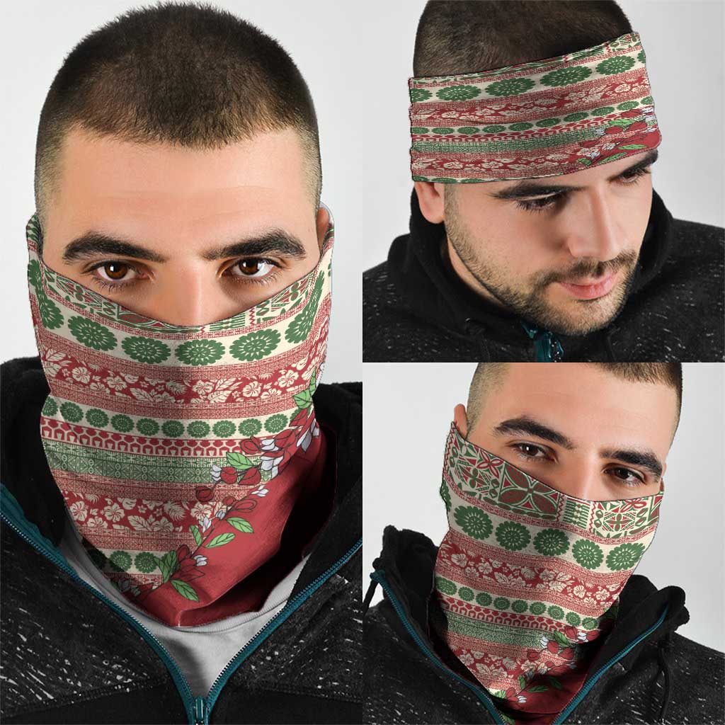 Fiji Marau na Kerisimasi Neck Gaiter Red Tagimoucia Tapa Masi Tribal - Polynesian Pride