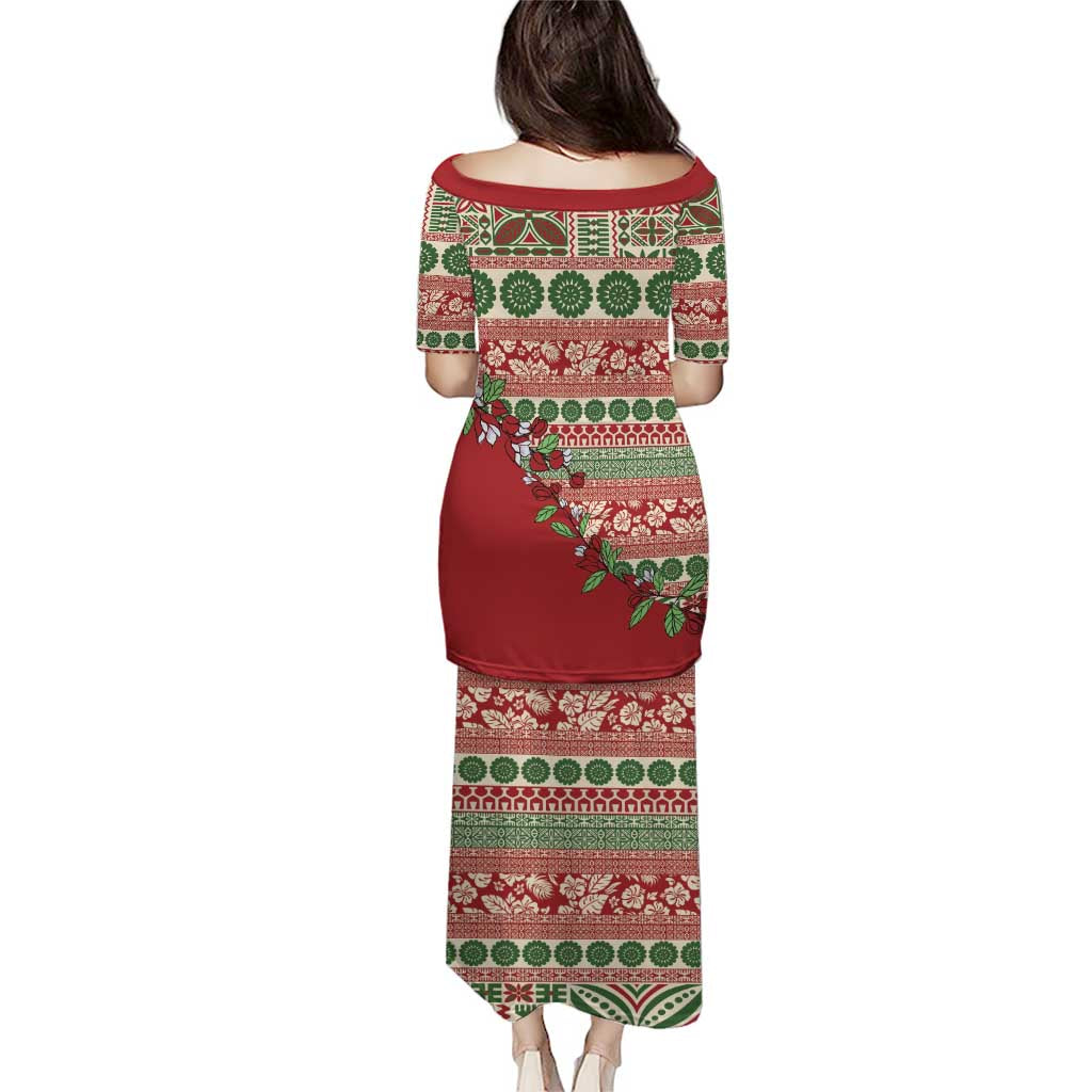 Fiji Marau na Kerisimasi Puletasi Red Tagimoucia Tapa Masi Tribal - Polynesian Pride