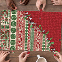 Fiji Marau na Kerisimasi Puzzle Red Tagimoucia Tapa Masi Tribal - Polynesian Pride