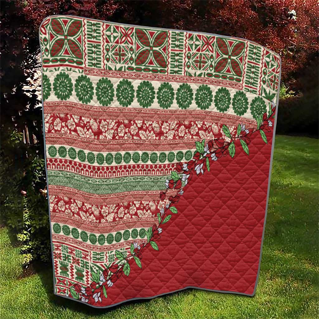 Fiji Marau na Kerisimasi Quilt Red Tagimoucia Tapa Masi Tribal - Polynesian Pride