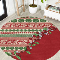 Fiji Marau na Kerisimasi Round Carpet Red Tagimoucia Tapa Masi Tribal - Polynesian Pride