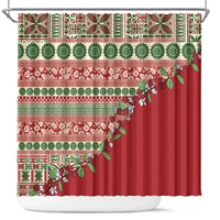 Fiji Marau na Kerisimasi Shower Curtain Red Tagimoucia Tapa Masi Tribal - Polynesian Pride