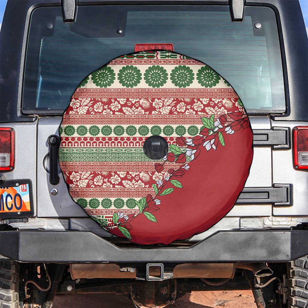 Fiji Marau na Kerisimasi Spare Tire Cover Red Tagimoucia Tapa Masi Tribal - Polynesian Pride