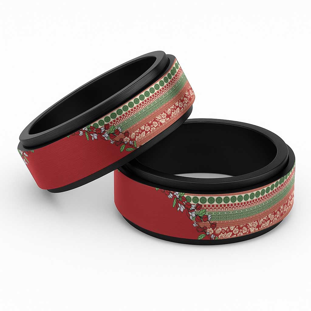 Fiji Marau na Kerisimasi Spinner Ring Red Tagimoucia Tapa Masi Tribal - Polynesian Pride