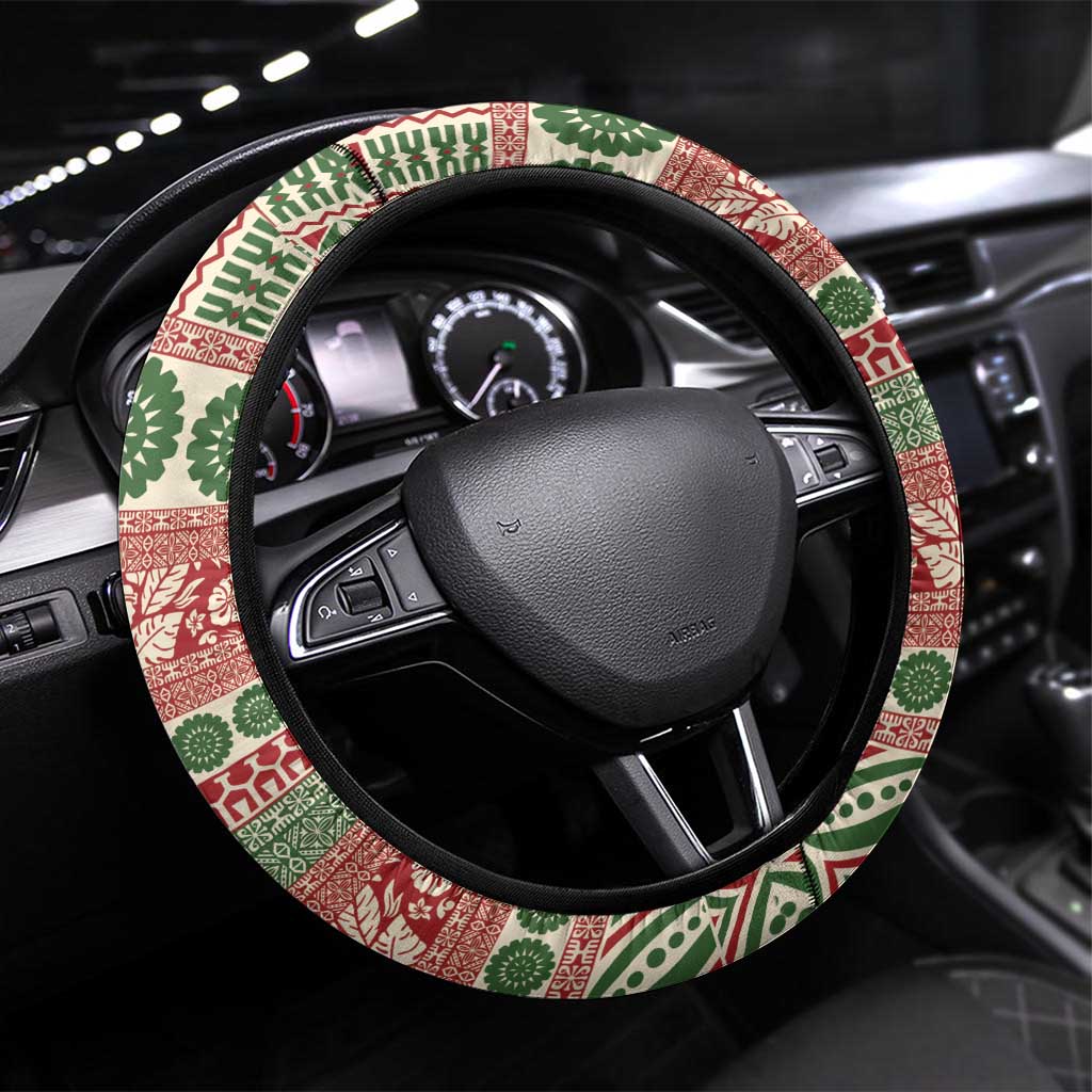 Fiji Marau na Kerisimasi Steering Wheel Cover Red Tagimoucia Tapa Masi Tribal - Polynesian Pride