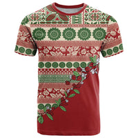 Fiji Marau na Kerisimasi T Shirt Red Tagimoucia Tapa Masi Tribal - Polynesian Pride