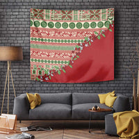 Fiji Marau na Kerisimasi Tapestry Red Tagimoucia Tapa Masi Tribal - Polynesian Pride