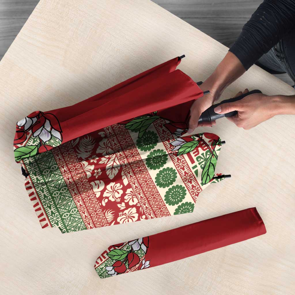 Fiji Marau na Kerisimasi Umbrella Red Tagimoucia Tapa Masi Tribal - Polynesian Pride