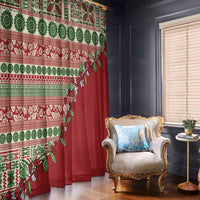 Fiji Marau na Kerisimasi Window Curtain Red Tagimoucia Tapa Masi Tribal - Polynesian Pride