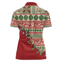 Fiji Marau na Kerisimasi Women Polo Shirt Red Tagimoucia Tapa Masi Tribal - Polynesian Pride