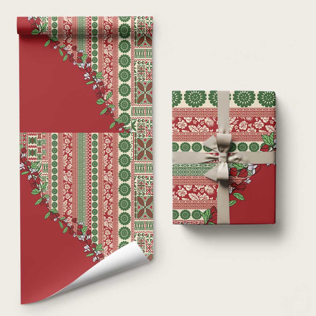 Fiji Marau na Kerisimasi Wrapping Paper Red Tagimoucia Tapa Masi Tribal - Polynesian Pride