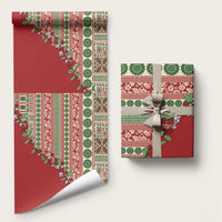 Fiji Marau na Kerisimasi Wrapping Paper Red Tagimoucia Tapa Masi Tribal - Polynesian Pride