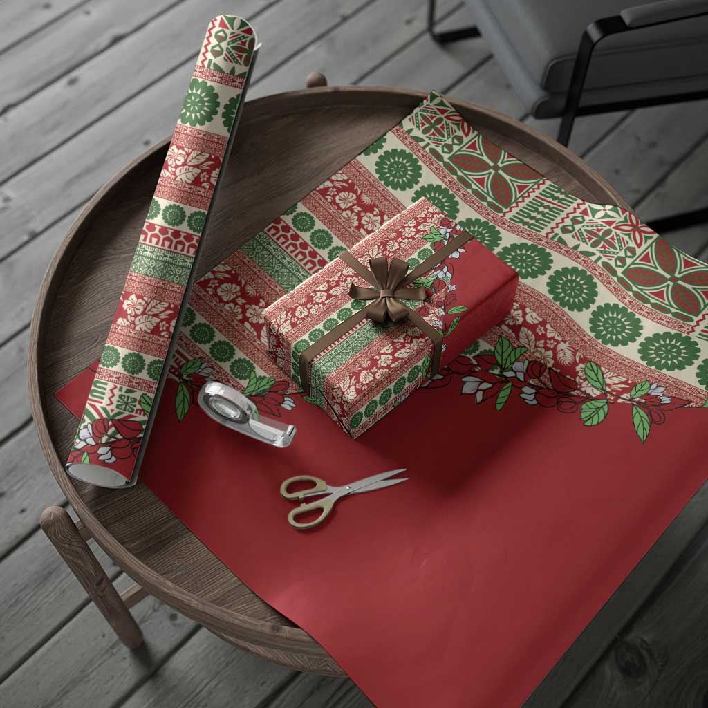 Fiji Marau na Kerisimasi Wrapping Paper Red Tagimoucia Tapa Masi Tribal - Polynesian Pride