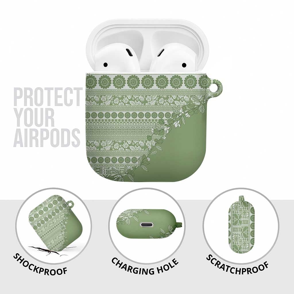 Fiji Marau na Kerisimasi AirPods Case Sage Green Tagimoucia Tapa Masi Tribal - Polynesian Pride