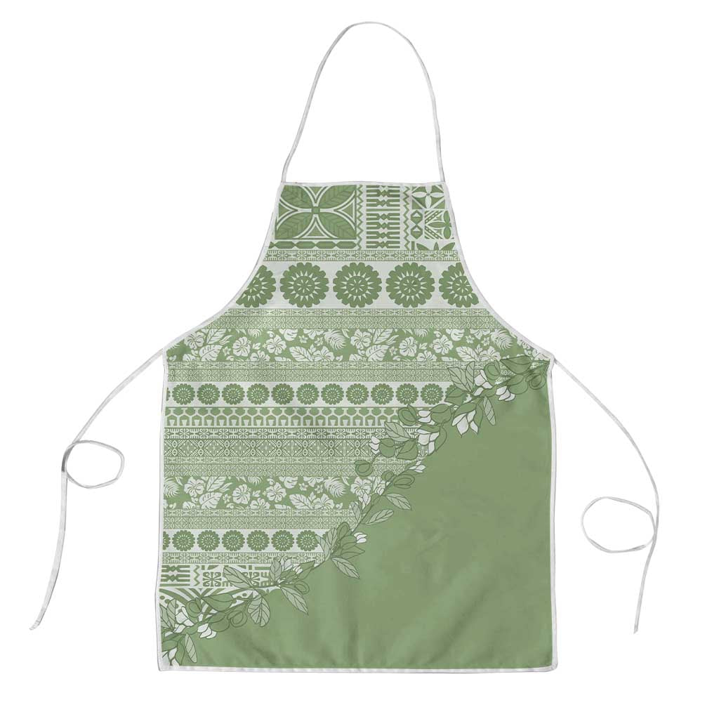 Fiji Marau na Kerisimasi Apron Sage Green Tagimoucia Tapa Masi Tribal - Polynesian Pride