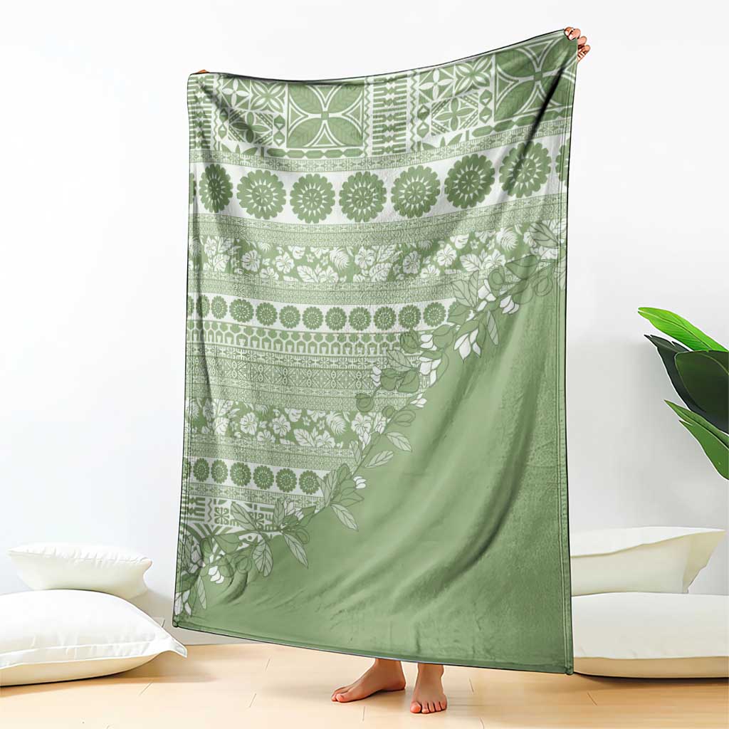 Fiji Marau na Kerisimasi Blanket Sage Green Tagimoucia Tapa Masi Tribal - Polynesian Pride