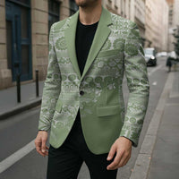 Fiji Marau na Kerisimasi Blazer Sage Green Tagimoucia Tapa Masi Tribal - Polynesian Pride
