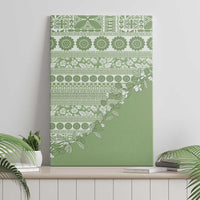 Fiji Marau na Kerisimasi Canvas Wall Art Sage Green Tagimoucia Tapa Masi Tribal - Polynesian Pride