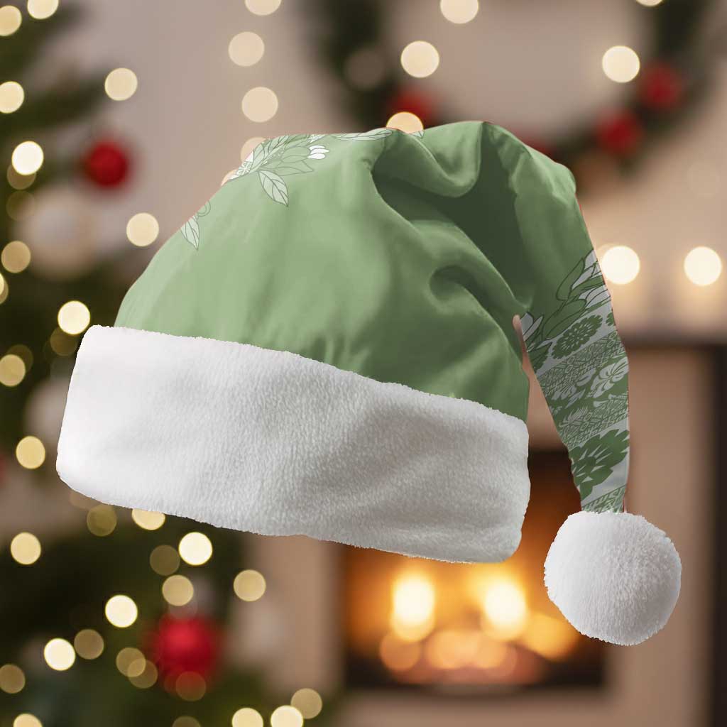 Fiji Marau na Kerisimasi Christmas Santa Hat Sage Green Tagimoucia Tapa Masi Tribal - Polynesian Pride