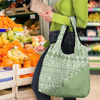 Fiji Marau na Kerisimasi Grocery Bag Sage Green Tagimoucia Tapa Masi Tribal - Polynesian Pride