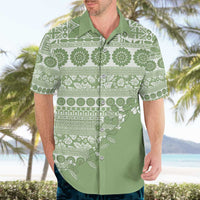 Fiji Marau na Kerisimasi Hawaiian Shirt Sage Green Tagimoucia Tapa Masi Tribal - Polynesian Pride