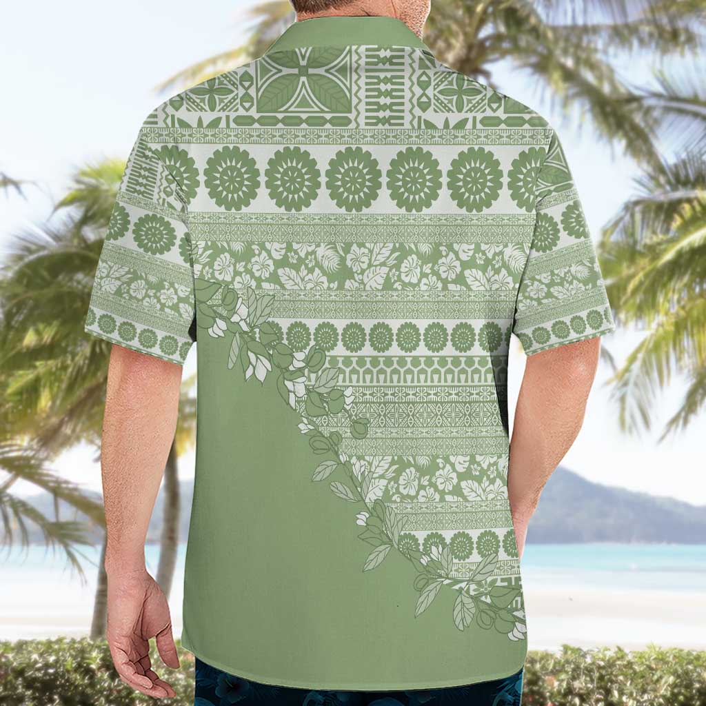 Fiji Marau na Kerisimasi Hawaiian Shirt Sage Green Tagimoucia Tapa Masi Tribal - Polynesian Pride