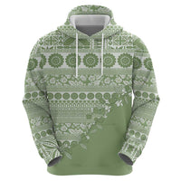 Fiji Marau na Kerisimasi Hoodie Sage Green Tagimoucia Tapa Masi Tribal - Polynesian Pride