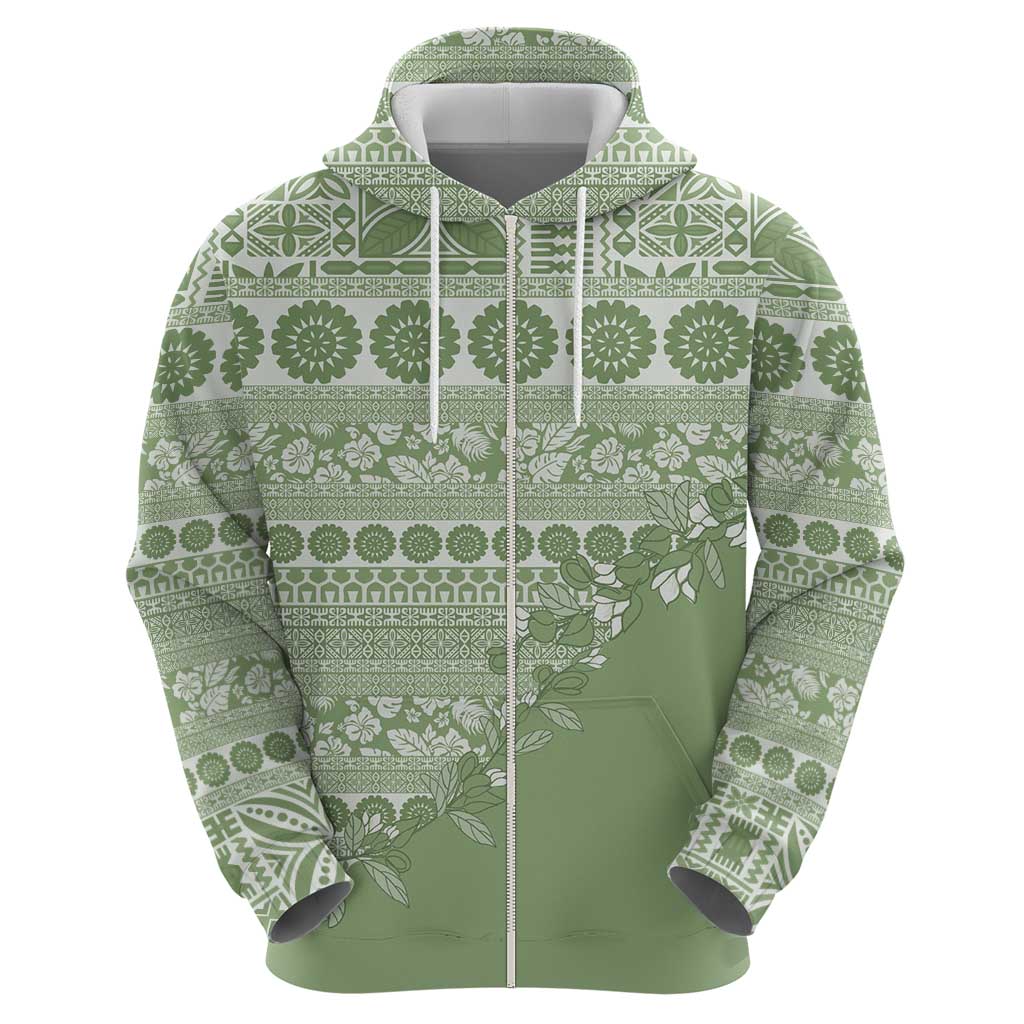 Fiji Marau na Kerisimasi Hoodie Sage Green Tagimoucia Tapa Masi Tribal - Polynesian Pride