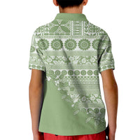 Fiji Marau na Kerisimasi Kid Polo Shirt Sage Green Tagimoucia Tapa Masi Tribal - Polynesian Pride