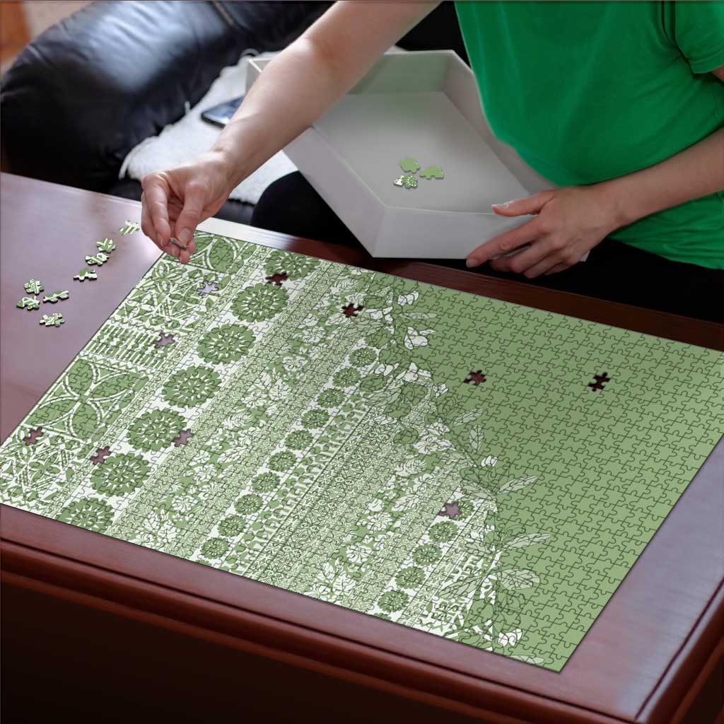 Fiji Marau na Kerisimasi Puzzle Sage Green Tagimoucia Tapa Masi Tribal - Polynesian Pride