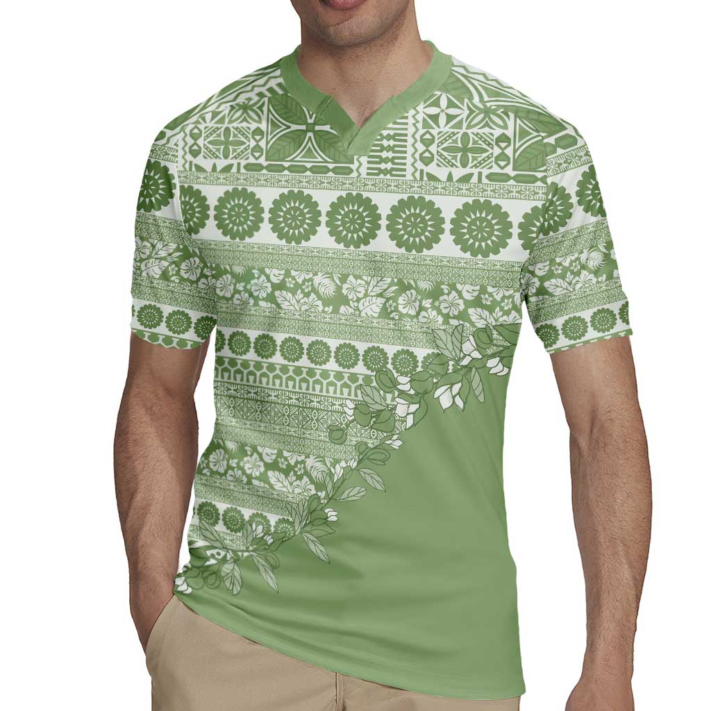 Fiji Marau na Kerisimasi Rugby Jersey Sage Green Tagimoucia Tapa Masi Tribal - Polynesian Pride