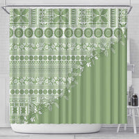 Fiji Marau na Kerisimasi Shower Curtain Sage Green Tagimoucia Tapa Masi Tribal - Polynesian Pride