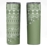 Fiji Marau na Kerisimasi Skinny Tumbler Sage Green Tagimoucia Tapa Masi Tribal - Polynesian Pride