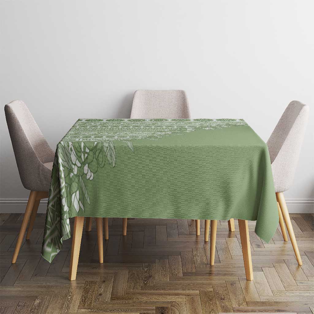 Fiji Marau na Kerisimasi Tablecloth Sage Green Tagimoucia Tapa Masi Tribal - Polynesian Pride