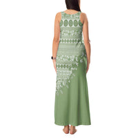 Fiji Marau na Kerisimasi Tank Maxi Dress Sage Green Tagimoucia Tapa Masi Tribal - Polynesian Pride