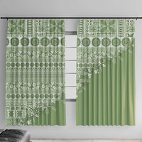 Fiji Marau na Kerisimasi Window Curtain Sage Green Tagimoucia Tapa Masi Tribal - Polynesian Pride