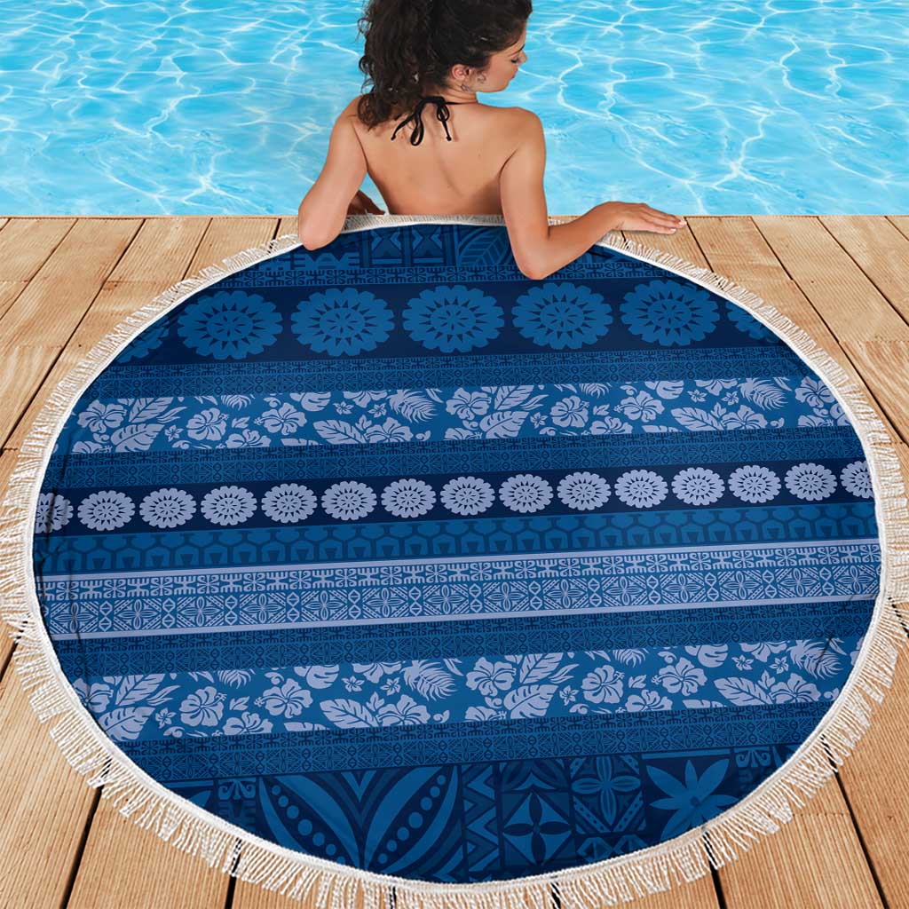Fiji Marau na Kerisimasi Beach Blanket Blue Tapa Masi Inspired Christmas - Polynesian Pride